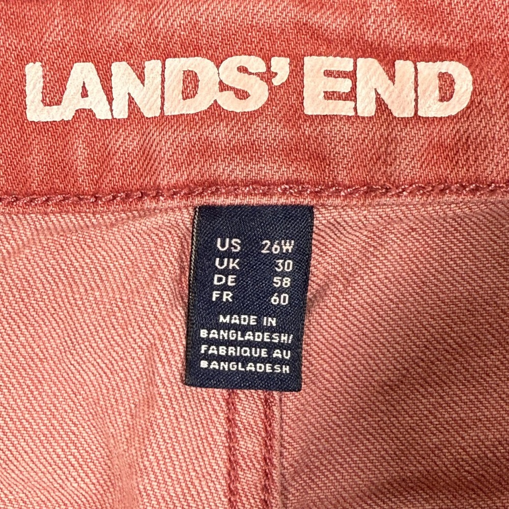 Lands'End  Women 26W Pink Denim Jean Stretch (48x29") Stretch Straight‎ Rise 13" - Picture 5 of 10